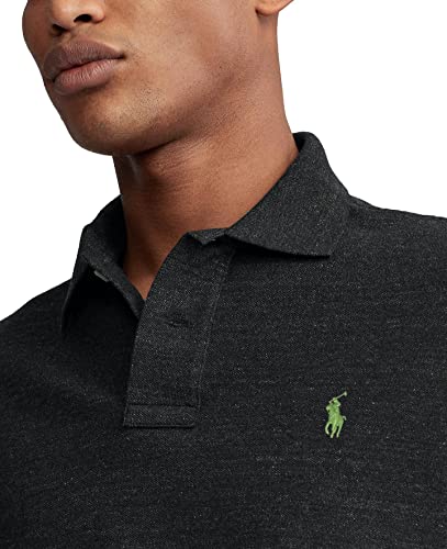 Image of POLO RALPH LAUREN Men's Custom Slim Fit Polo Shirt, (Spring /Summer 2022) Black Heather, Small