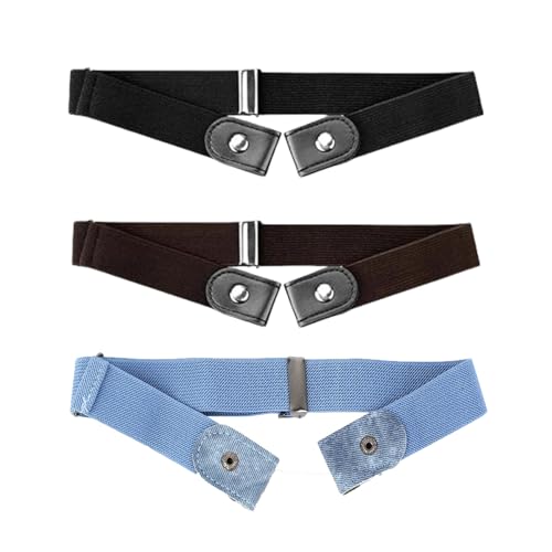 Yuwnd 3 Stück Gürtel Ohne Schnalle für Kinder, Verstellbar Stretchgürtel für Jungen Mädchen Unisex, Elastischer Kindergürtel für Schuluniform Jeans