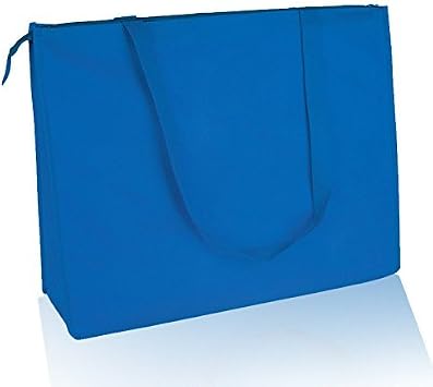 12 Pack Set of 12- Reusable Non Woven Jumbo Zippered Tote Bag Royal