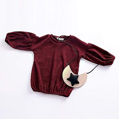 Grnshts Baby Girls Loose Long Lantern Sleeve Knit Sweater (A Wine, 12-18 Months) #TOP2