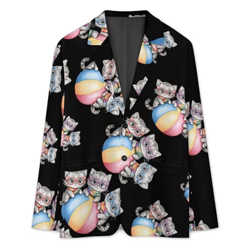 Cute Cat Kitty Men's Blazer Printed Button Suit Jacket Slim Sport Coat Blazers3