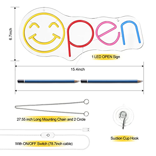 Led Open Signs For Business - Bright Color Combos Electric Neon Open Sign For Restaurants, Retail Shops, Bar, Salon – Window Storefronts. Unique Design For First Impressions （15.4 X 7 Inch/5V） #TOP6