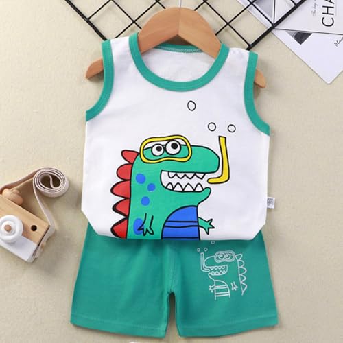 Image of Toddler Boys 4 PCs Tank Top and Shorts Set Summer Sleeveless Cotton Outfit