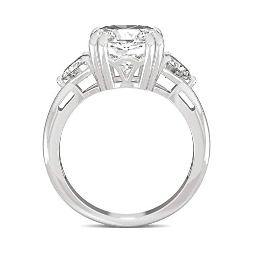 Charles & Colvard Created Moissanite 9.5mm Cushion Cut Three Stone Engagement Ring for Women | 5 cttw DEW | Lab Grown | Solid 14K White Gold with Rhodium3