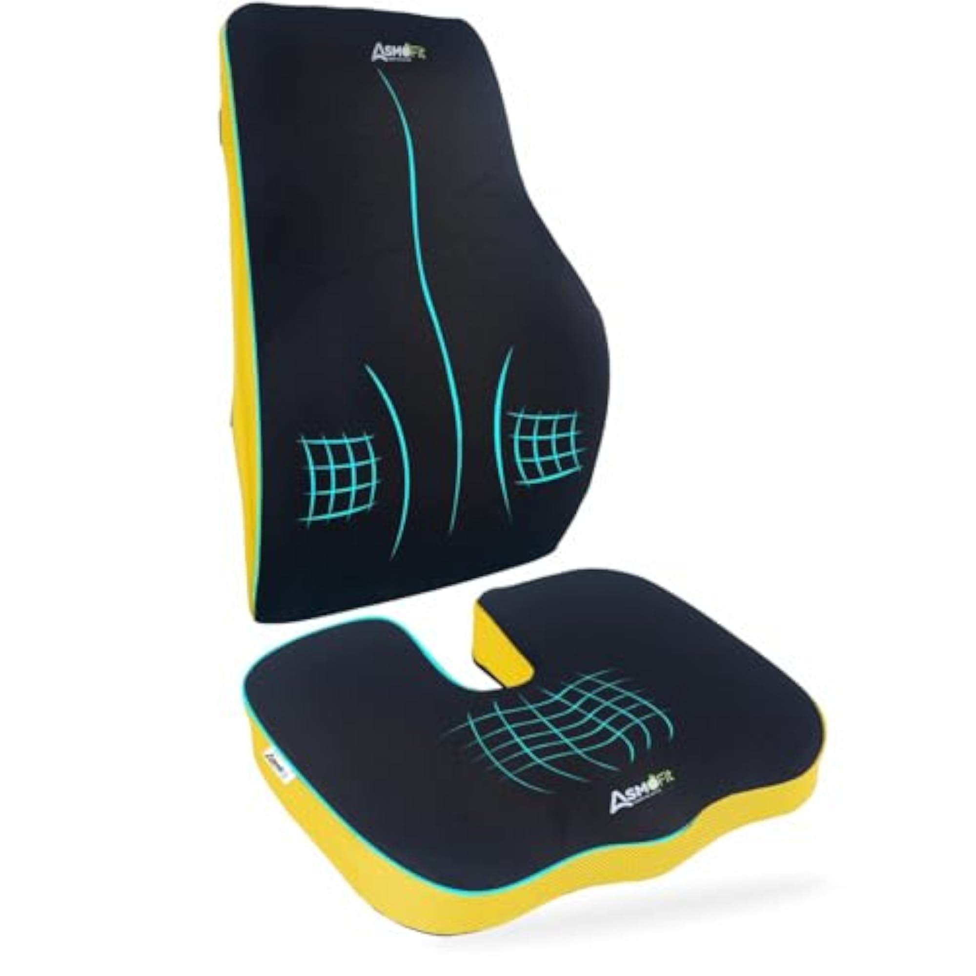 Coccyx & Long Backrest Cushion Combo, Memory Foam