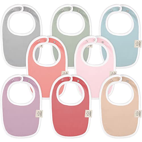Image of 8-Pack Organic Baby Bibs for Girls & Boys - Teething Baby Bibs for Boy, Girl - Newborn Bibs for Baby Girl, Boy