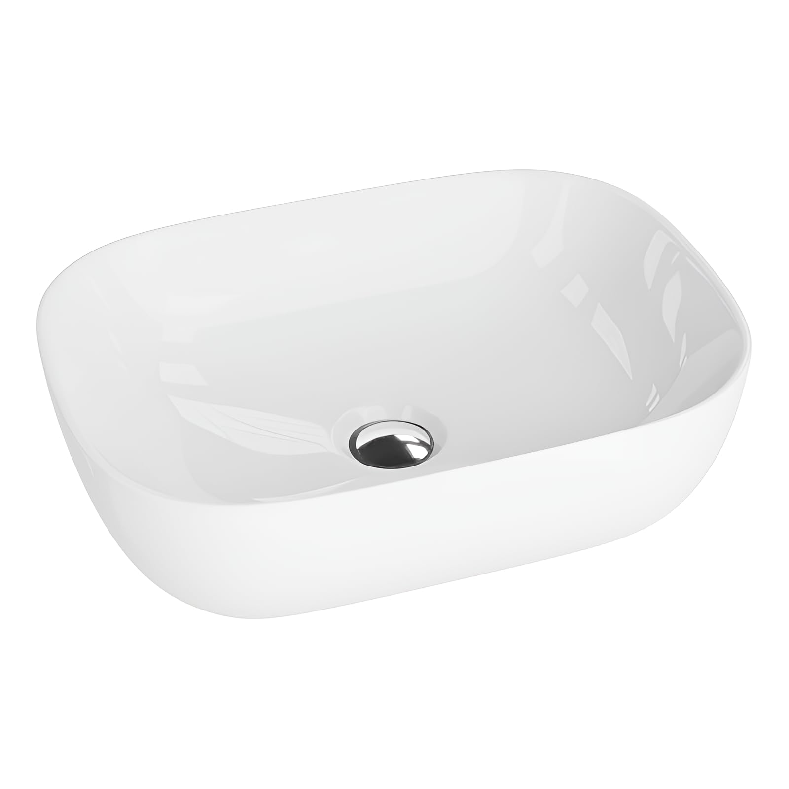 LAVITA Costa Slim countertop washbasin Oval Sink Without Overflow and tap Hole Ceramic countertop Basin Modern Bathroom Sink 46x32.5x13.5 cm, White