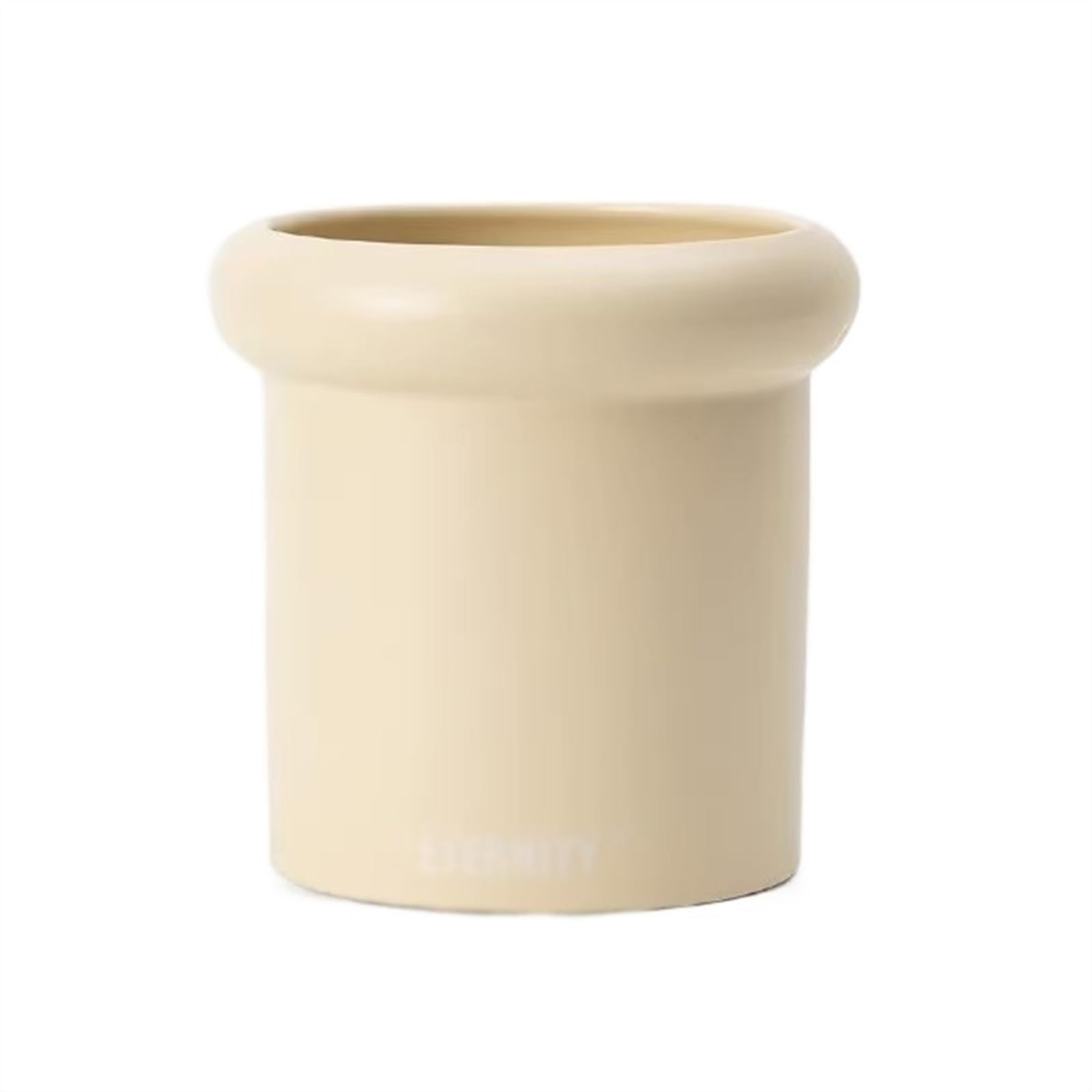 SDGBCXD flowerpot, Simple Ceramic Thickened Bottle Mouth Bottom with Drainage HolesSmall Models Planters(Beige,S)