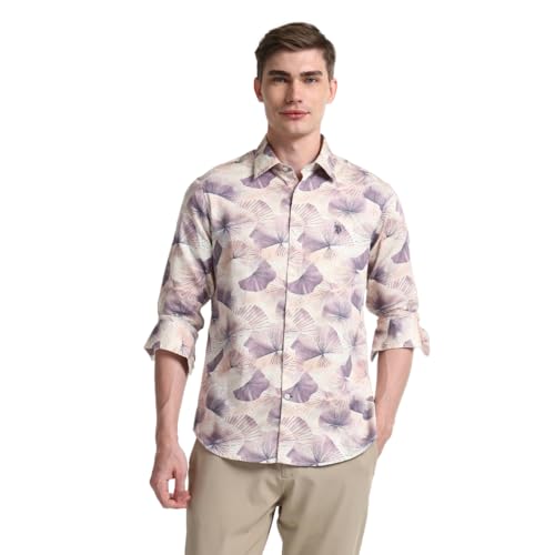 Image of U.S. Polo ASSN. Printed Regular Fit Shirt for Men - 100% Cotton, Breathable & Comfortable, Full Sleeves Casual Shirt for Men