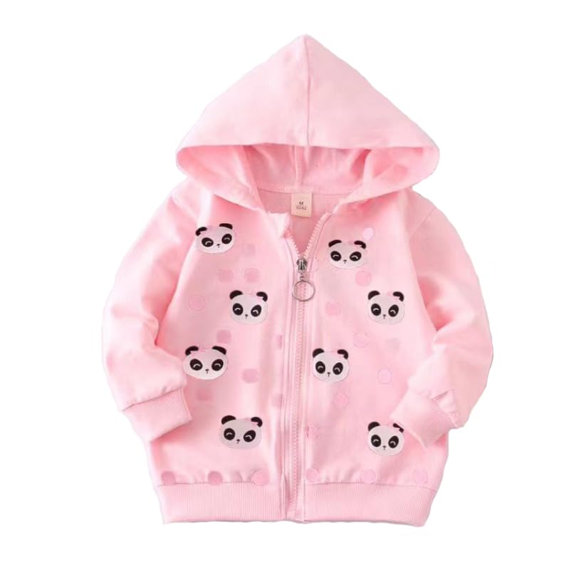 Image of Bold N Elegant Fleece Kids Pre Winter Warm Cute Panda Print Front Open Zipper Hoodie Sweatshirt For Infant Toddler Baby Boy's & Girls