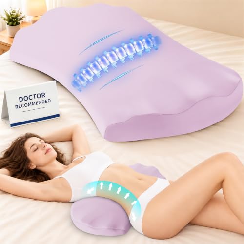 Fledano Lumbar Support Pillow for Bed – Floor Pillows & Cushions - Memory Foam Lower Back Pain...