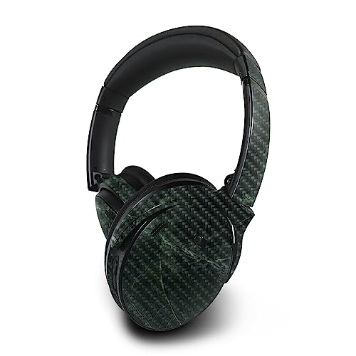 Image of MightySkins Carbon Fiber Skin Compatible with Bose QuietComfort 45 Headphones Green Marble | Protective, Durable Textured Carbon Fiber Finish | Easy to Apply | Made in The USA