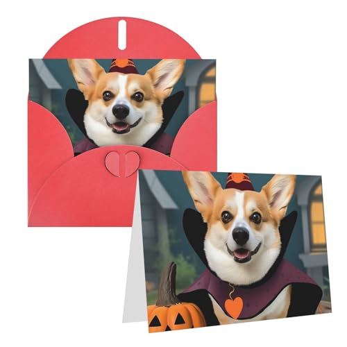 Cartes vœux corgi sorcière de qualité supérieure avec enveloppes élégantes