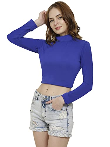 Image of Christone Fashionable highnecktop for Ladies Regular fit Plain Front Women Stylish Full Sleeve Casual High Neck Crop top for Womens /Girls Unique Womens /Girls