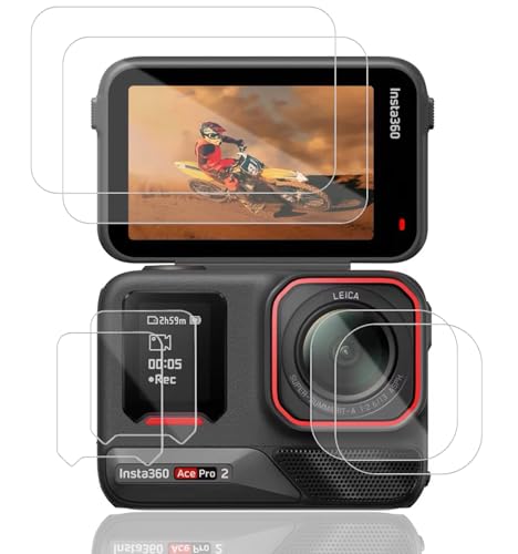 JYJIEJIE(ジエイジエイ) 【2024年度 先行発売】For Insta360 Ace Pro 2 ガラスフィルム 保護フィルム 【JYJIEJIE】(メイン画面用2枚 + サブ画面用2枚+LED保護フィルム2枚)気泡防止 極薄 高透過率 硬度9H