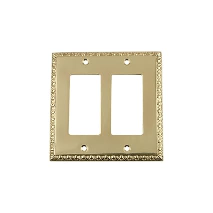 Nostalgic Warehouse 719978 Egg & Dart Switch Plate with Double Rocker, Polished Brass