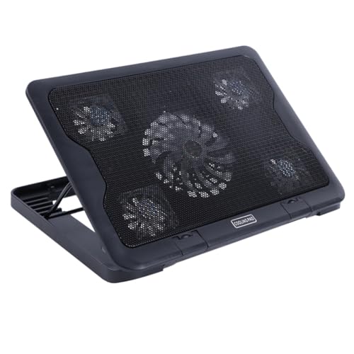 Ventilador para laptop negro con base enfriadora multiángulo y soporte antideslizante