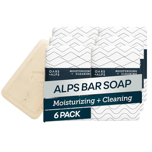 Oars + Alps Exfoliating & Moisturizing Bar Soap for Men, Deep Cleaning Soap, Clean Ingredients, All Skin Types, Blue Charcoal, 3pk