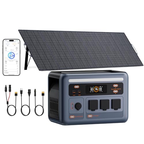 Image of 1800W Solar Generator with 500W Solar Panel PowerMax 1800SE, 1024Wh LiFePO4 Battery Generator with 3 AC Outlets (3600W Surge), 800W AC Charging, WI-FI /Bluetooth APP Control (PM1800SE+500W)