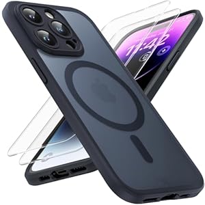 TOCOL 3 in 1 für iPhone 14 Pro Hülle für Magsafe, Vollständiger Kameraschutz Stoßfest Kratzfest Magnetisch Handyhülle für iPhone 14 Pro Case, Schwarz