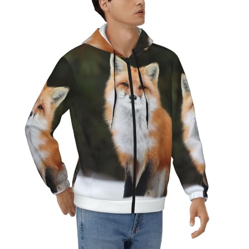 Sweat zippé homme imprimé renard amusant, le cadeau doux original