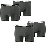 HEAD 4er Pack Herren Boxershorts Sparpack ohne Eingriff 841001001 (Black/Grey/White/Olive, L)