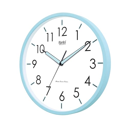 Image of Ajanta Home Decor Clock 12 Inch (302.5mm) Light Blue | Luxury Silent Sweep Wall Clock | Stylish Modern Design | Model 10067