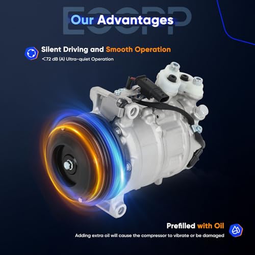 Image of ECCPP AC Compressor for Mercedes-Benz C300 E250 E300 GLC300 2.0L 2015-2022 | Fast Cooling AC Compressor with Clutch