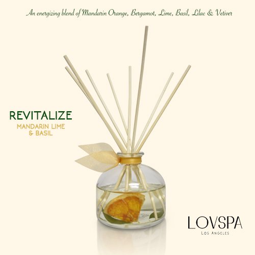 Lovspa Revitalize Mandarin Lime & Basil Reed Diffuser | An Energizing Blend Of Mandarin Orange, Bergamot, Lime, Basil, Lilac & Vetiver | Great Kitchen Scent & Nice Home Gift Idea #TOP2