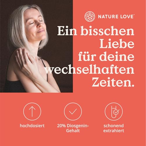 Foto von NATURE LOVE® Wild Yam Kapseln - 180 Wechseljahre Kapseln vegan - Hochdosiert mit 880mg Extrakt (davon 176mg Diosgenin) - laborgeprüft, ohne unerwünschte Zusätze und in Deutschland produziert