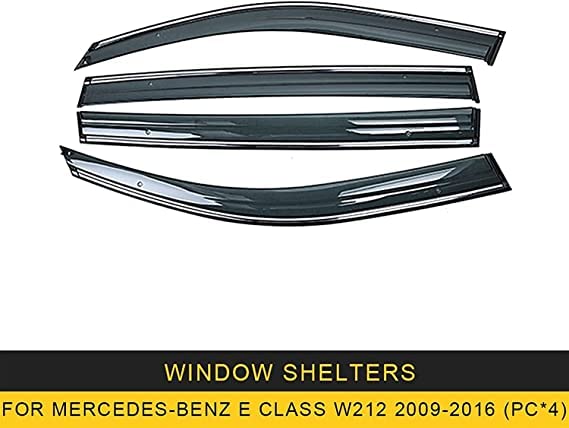 Set Deflettori D'Aria Per Mercedes Classe E W212 2009-2016, 4 Pezzi, ABS, Montaggio Esterno Senza Intaccare Finestrini