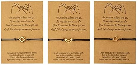 QIAMNI 3PCS Sun Moon Star Weave Bracelet for Women Girls Handmade Braided Rope Simple Personalised Best Friend Gift Dainty Jewelry - Image 4