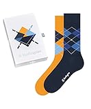 Burlington Herren Basic Gift Box Socken Baumwolle Blau Grau viele weitere Farben verstärkte Herrensocken mit Muster atmungsaktiv kariert Argyle bunt Mehrfachpack ONE-SIZE-FITS-ALL als Geschenk 2 Paar