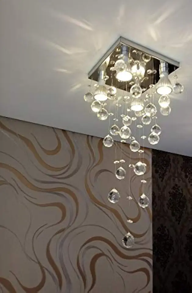 Lustre de Cristal para Sala com 70cm de altura e base de inox espelhado de 20x20cm