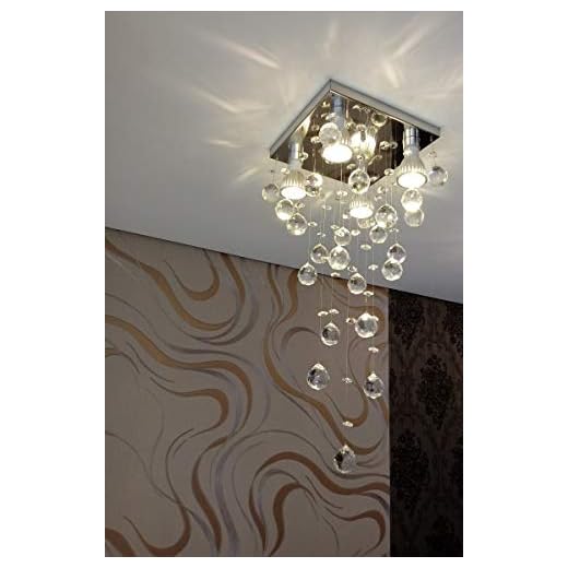 Lustre de Cristal para Sala com 70cm de altura e base de inox espelhado de 20x20cm