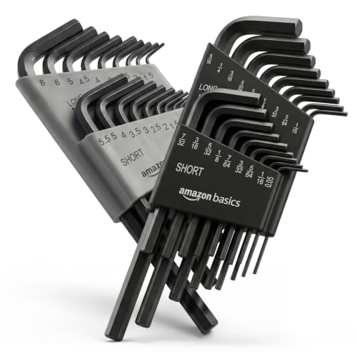 Amazon Basics 36-Piece Allen Key Hex Wrench Set Chrome Vanadium Steel Metric and Imperial Sizes with 2 Storage Cases for Bike Furniture Assembly Automotive and DIY
