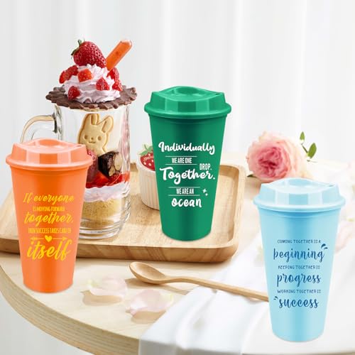 Tasses à café réutilisables en plastique 470 ml avec couvercles MSYU - 8