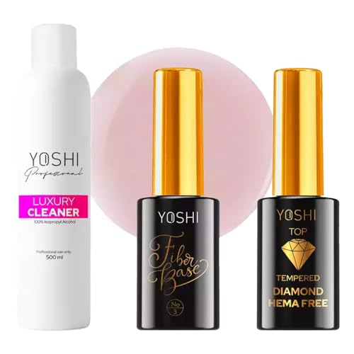 Generic Yoshi - Set de cuidado de uñas de lujo, 500 ml, Top Tempered Diamond 10 ml, base de fibra n.º 3, 10 ml, base perfecta y brillo para tus uñas