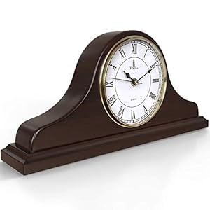 Mantel Clock Battery Operated – Wooden Mantle Clock – 15×7.5 – Silent, Made of Real Wood & Easy to Read – for Living Room Decor Above Fireplace Mantel, Office, Shelf, Table & Home Décor Gift