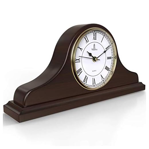 Mantel Clock Battery Operated - Wooden Mantle Clock for Living Room Decor Above Fireplace Mantel, Office, Shelf & Home Décor Gift 15x7.5 - Silent Wood Mantel Clock for Living Room Table - Easy to Read