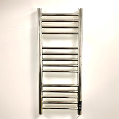 Greened House Seche Serviette Electrique Siena- Acier Inoxydable Poli Miroir, Montage Mural Élégant,H720 x L300 mm- Porte-Serviettes Chauffant Moderne