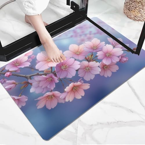 Tapis de bienvenue fleurs de cerisier idée cadeau crémaillère rose