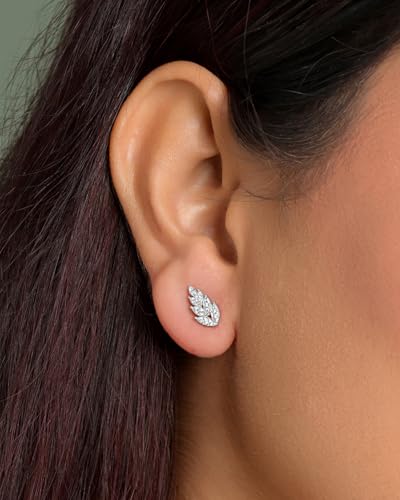 Image of CLARA 925 Sterling Silver Stud Earrings | Platinum Plated | Daily Wear |Gift for Women and Girls