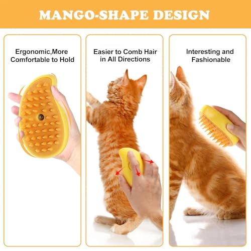 Image of New pet hair brush self cleaning steam cat and dog bath brush with steamer water 3 in 1 steamy pet hair brush by PET HOUSE