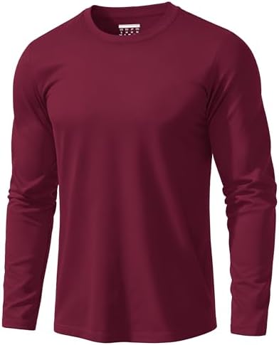 EKLENTSON T Shirt Herren Langarm Basic Baumwolle Rundhals Shirts | Hautfreundlich, Atmungsaktiv, Komfortabel, Regular Fit, Moisture Wicking, Freizeit, Einfarbig, Casual