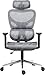 Nouhaus Ergo3D Ergonomic Office Chair Lumbar Support Mesh Office Chair with 4D Adjustable Armrest, Adjustable Headrest and Wheels, Mesh High Back Home Office Desk Chairs (Grey)