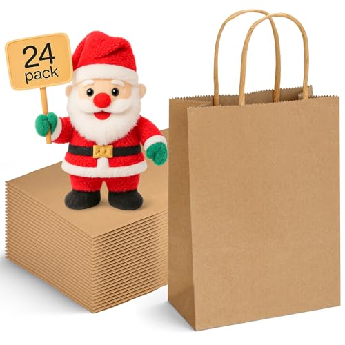 Yasashii Small Gift Bags With Handles Kraft Paper Bags For Party Favors Original Color Goodie Bag For Kids Birthday Party Supplies Wedding Baby Shower
