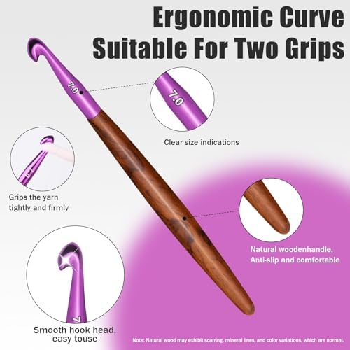 Giwrmu Crochet Hooks, 7mm Ergonomic Crochet Hook for Arthritic Hands - 2