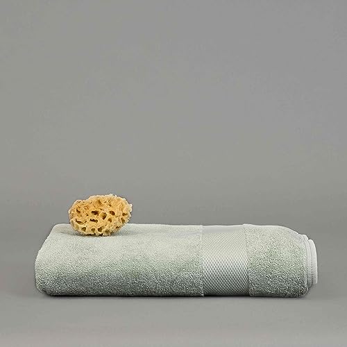 Image of DIP & DOZE Luxury 100% Organic Cotton Bath Towel | Spa Hotel Quality 600 gsm 70 x 140 cm | Soft, Absorbent and Quick Drying Towels - Sage