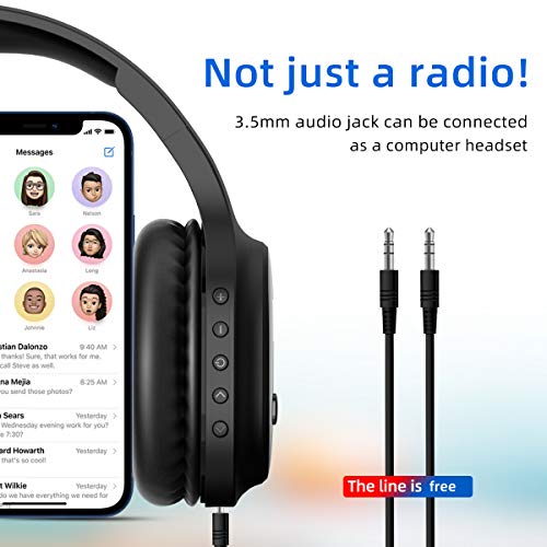 Image of Rechargeable and Portable Personal FM Radio Headphones with Best Reception, Wireless Headset Radio Ear Muffs for Jogging, Mowing, Cycling, Meeting FM Receiver